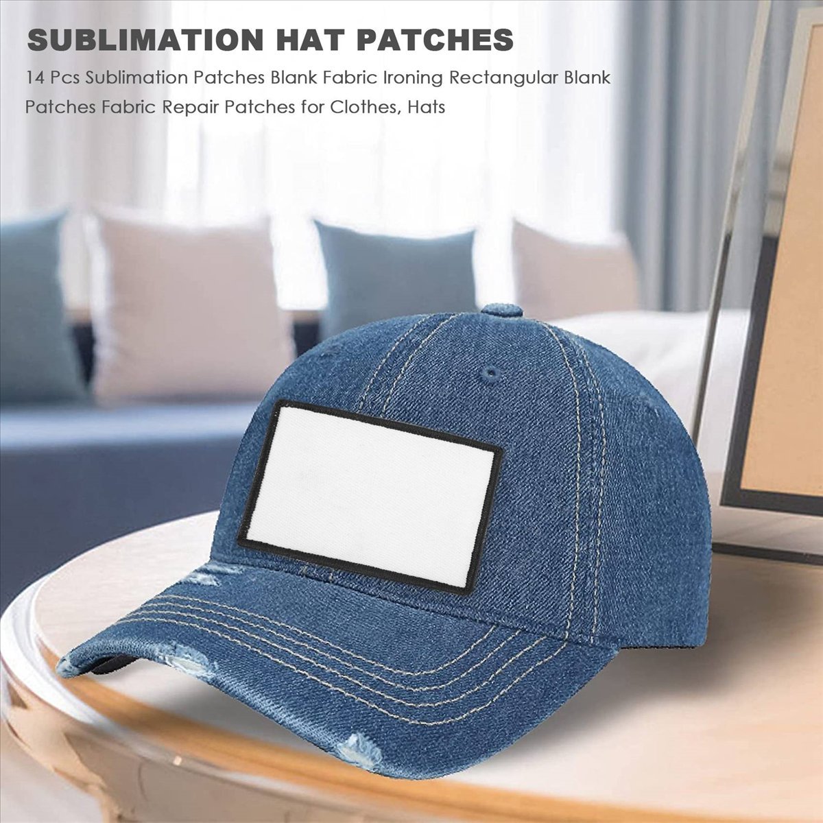 Hat Sublimation Blank - 【セール中】14枚入り昇華パッチ 無地布製アイロン接着長方形ブランクパッチ 衣類、帽子用布製補修パッチ